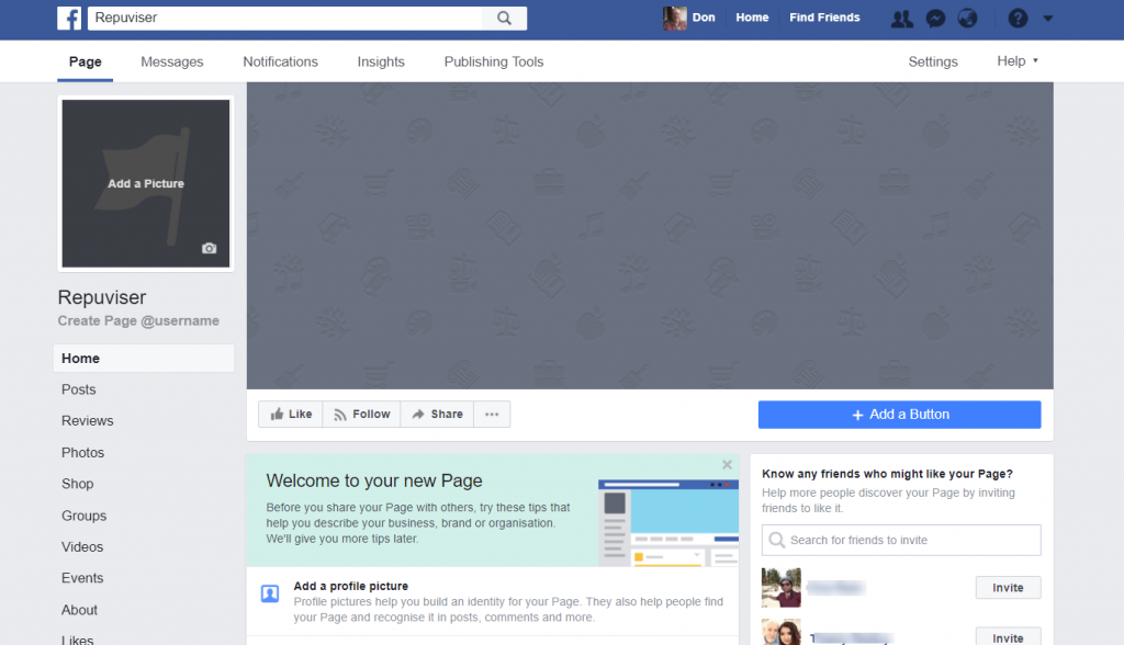 How To Set Up A Facebook Business Page - blank page