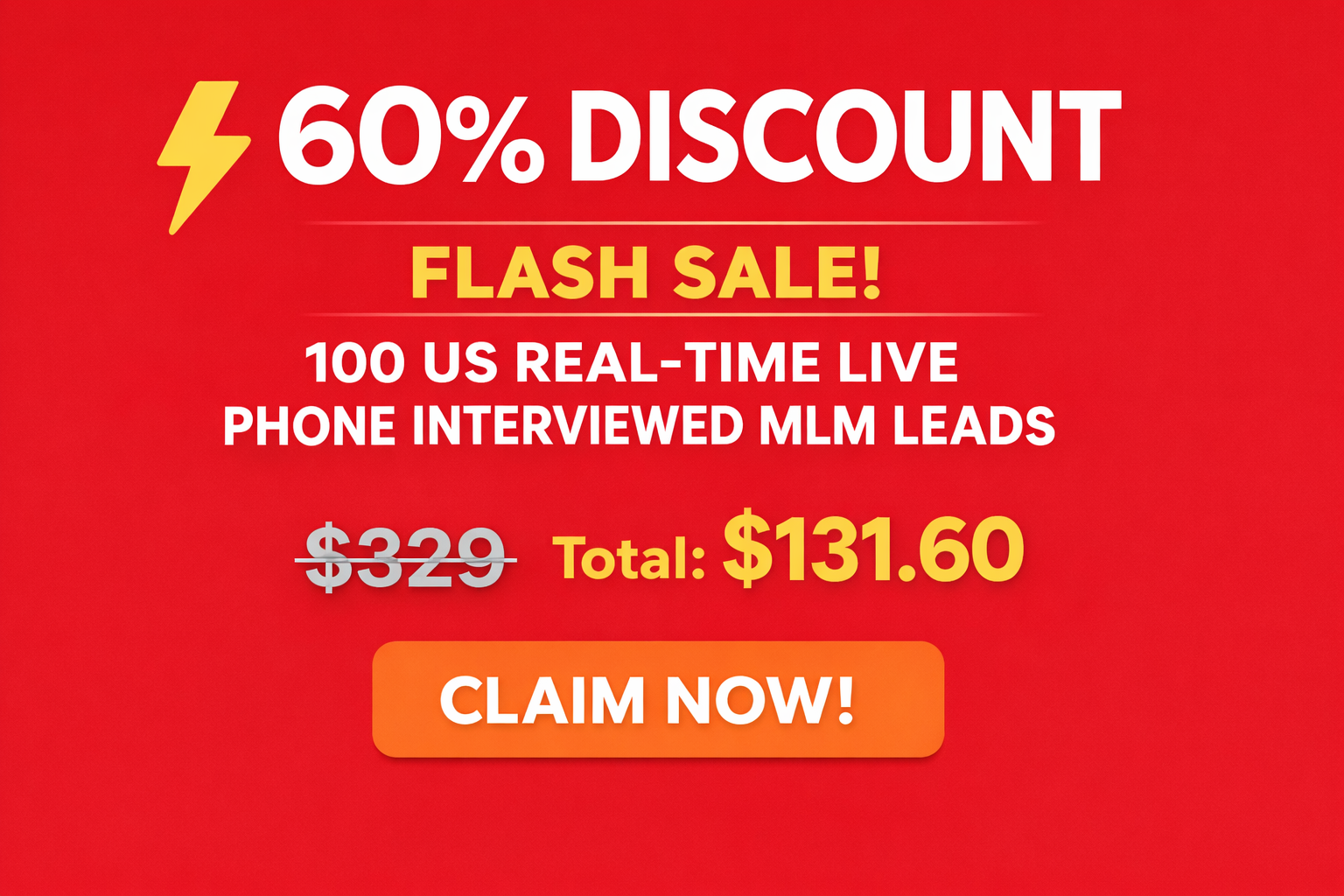 100 Real Time MLM Leads 60 percent off 100 Real Time MLM Leads 60 percent off