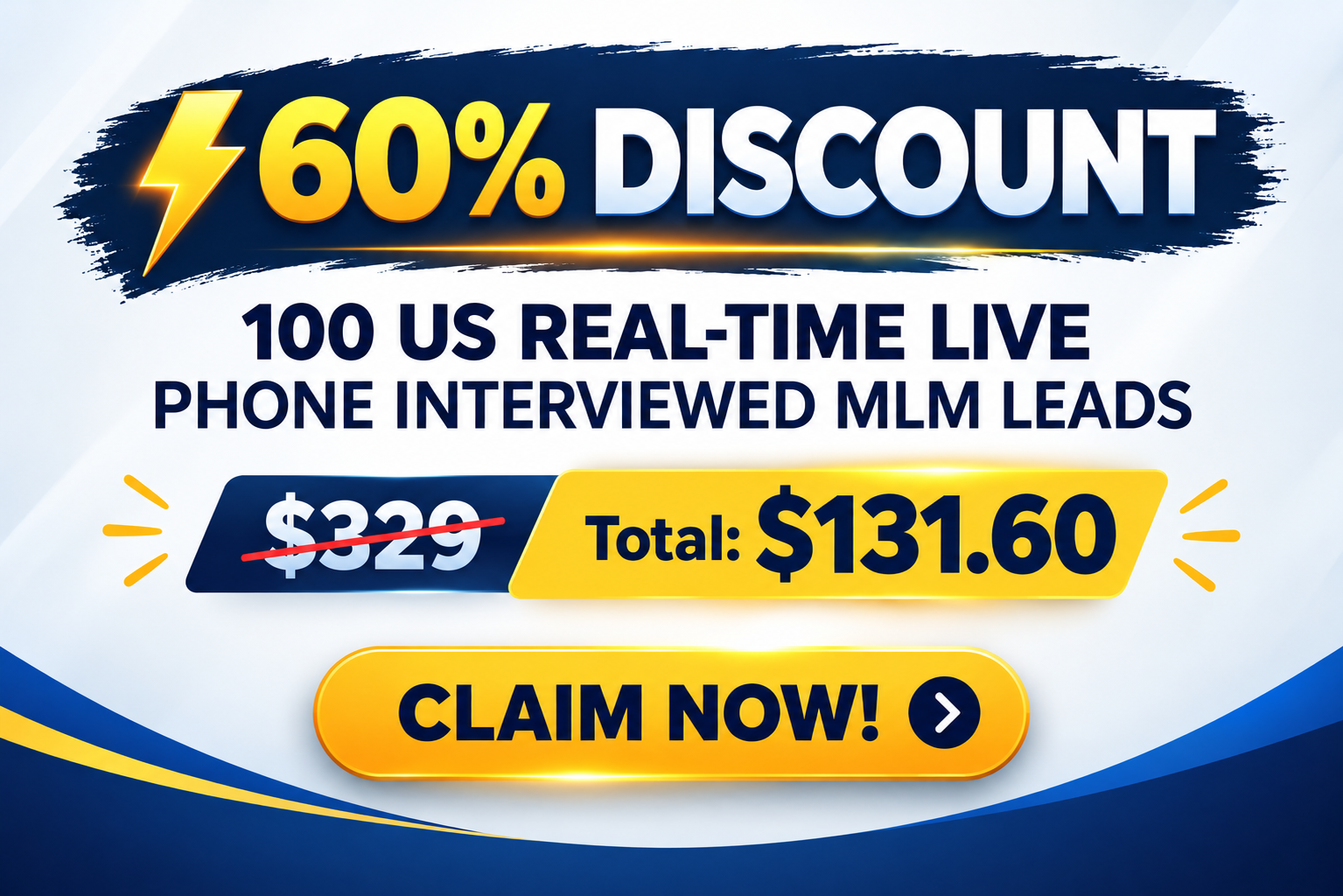 100 Real Time MLM Leads 60 percent off